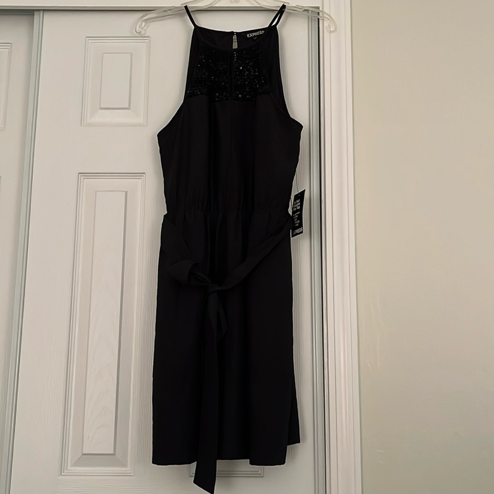 Express Women’s Sleeveless Crotchet/Sequin Trim Halter Mini Dress Size Medium